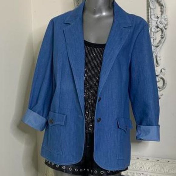 VINTAGE Denim Blazer Jacket - Picture 8 of 8